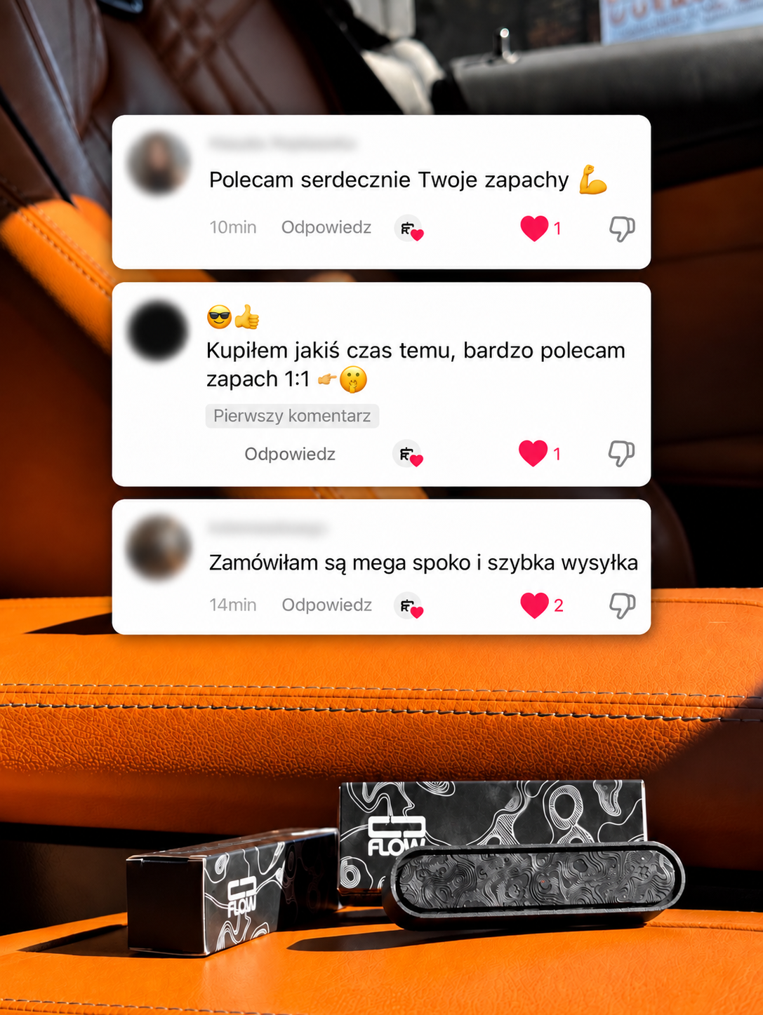 Opinie klientów JJ FLOW: Polecam serdecznie Twoje zapachy. Kupiłem jakiś czas temu, bardzo polecam. Zamówiłam, są mega spoko i szybka wysyłka.